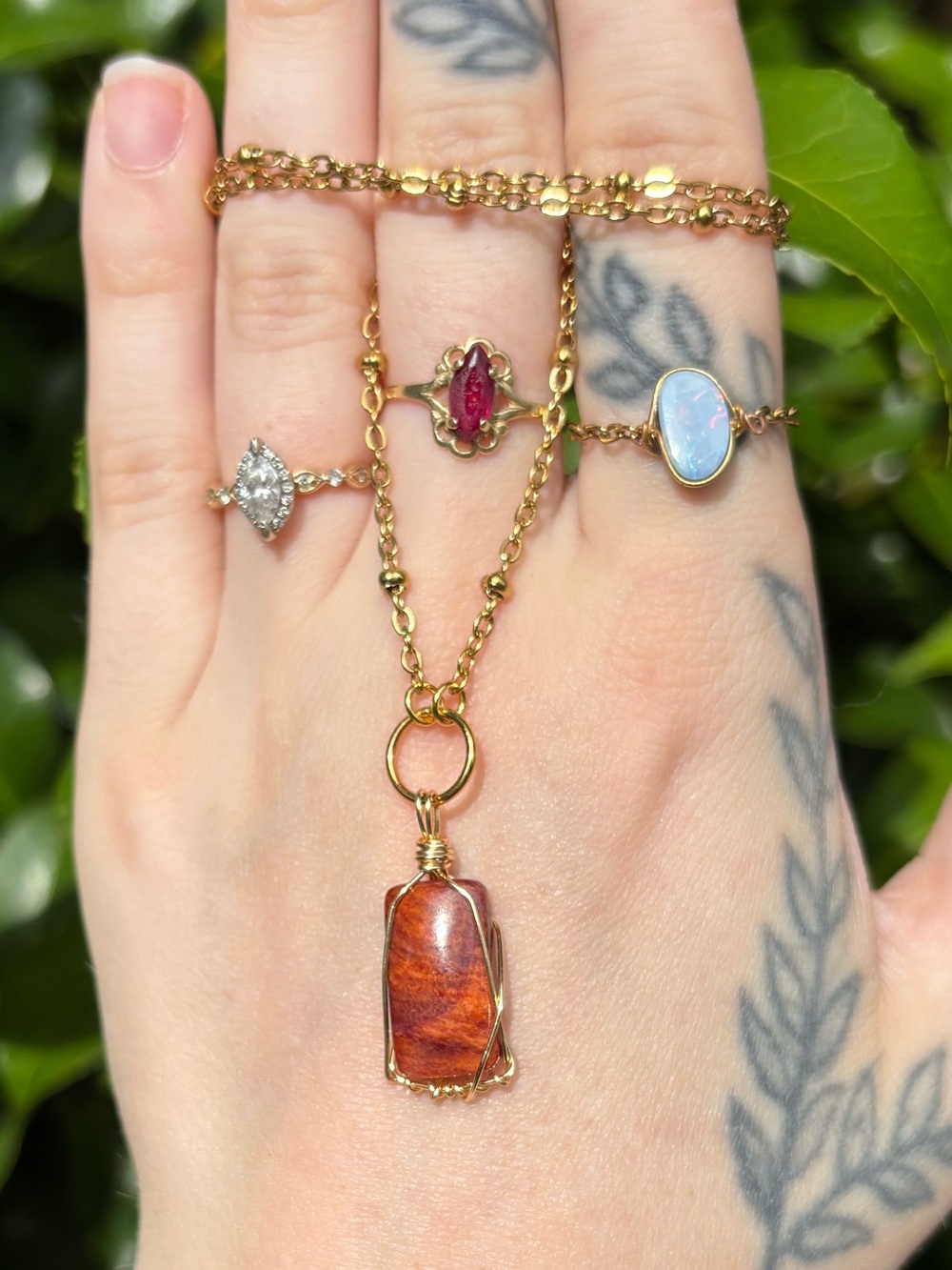 Spiney oyster charm necklace
